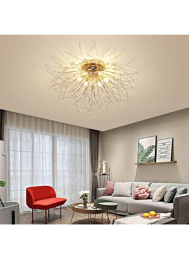Garwarm Firework Chandeliers 6 Lights Sputnik Ceiling Lamp Modern Semi Flush Mount Crystal Ceiling Lighting 62Cm Led Ceiling Light Fixtures For Living Room Dining Room Gold 4000K Bulbs Are Included  - Image 1
