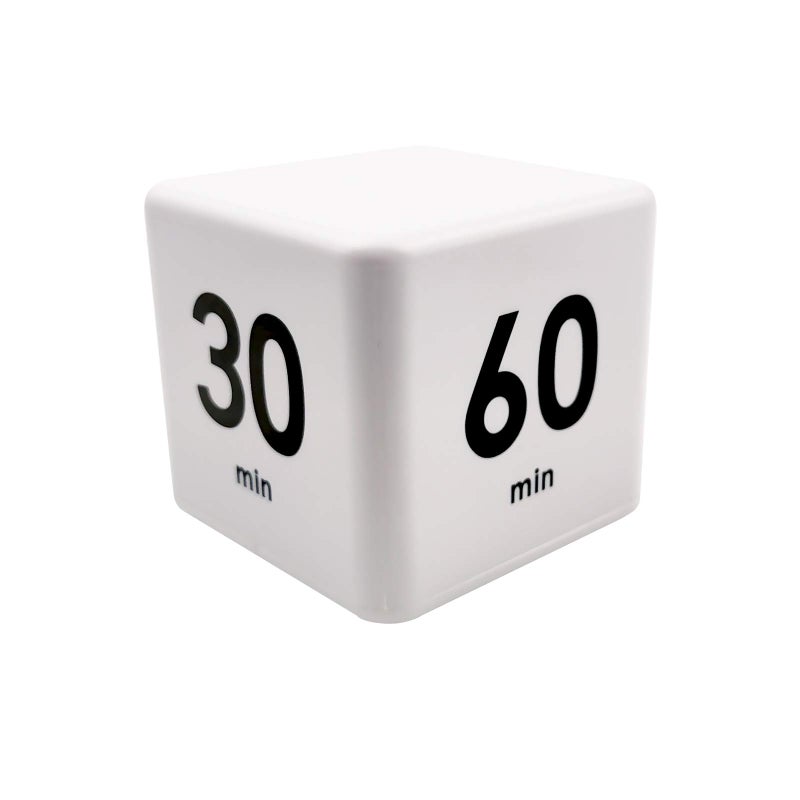 Feilifan Cube Timer, Productivity Cube Flip Timer for Kitchen Studying Workout Classroom Kids ADHD 15-20-30-60 Minute Preset, White - Image 1