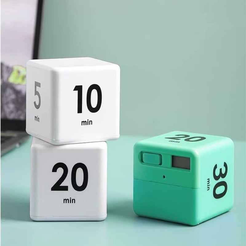 Feilifan Cube Timer, Productivity Cube Flip Timer for Kitchen Studying Workout Classroom Kids ADHD 15-20-30-60 Minute Preset, White - Image 5