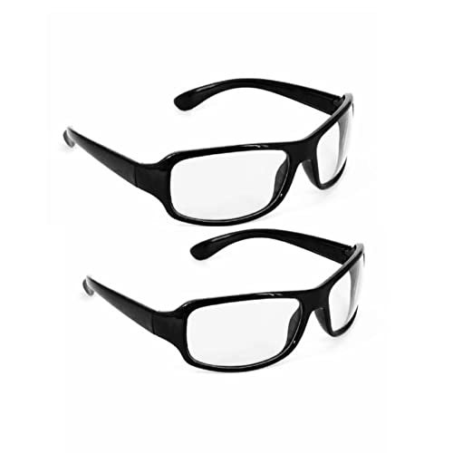 Vast SAFETYGOGGLES SAFETY GLASSES FOR BIKING, RIDING, FOR MEN, WOMEN, BOYS, GIRLS Welding, Laboratory, Blowtorch, Wood-working, Power Tool Safety Goggle (M) (SAFETY BLACK CLEAR) FT (CLEAR PACK OF2) - Image 1