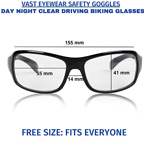 Vast SAFETYGOGGLES SAFETY GLASSES FOR BIKING, RIDING, FOR MEN, WOMEN, BOYS, GIRLS Welding, Laboratory, Blowtorch, Wood-working, Power Tool Safety Goggle (M) (SAFETY BLACK CLEAR) FT (CLEAR PACK OF2) - Image 2