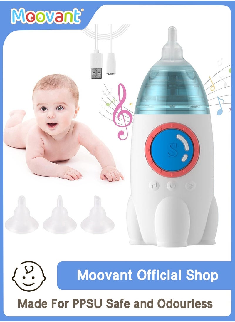 Moovant Baby Nasal Aspirator, Waterproof Electric Baby Nasal Cleaner with Music, Portable Rechargeable Food Grade Silicone Tip with 3 Levels of Suction Adjustment for Newborn Toddlers Kids  - Image 1