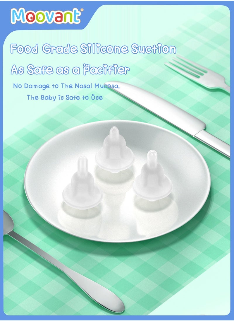 Moovant Baby Nasal Aspirator, Waterproof Electric Baby Nasal Cleaner with Music, Portable Rechargeable Food Grade Silicone Tip with 3 Levels of Suction Adjustment for Newborn Toddlers Kids  - Image 3