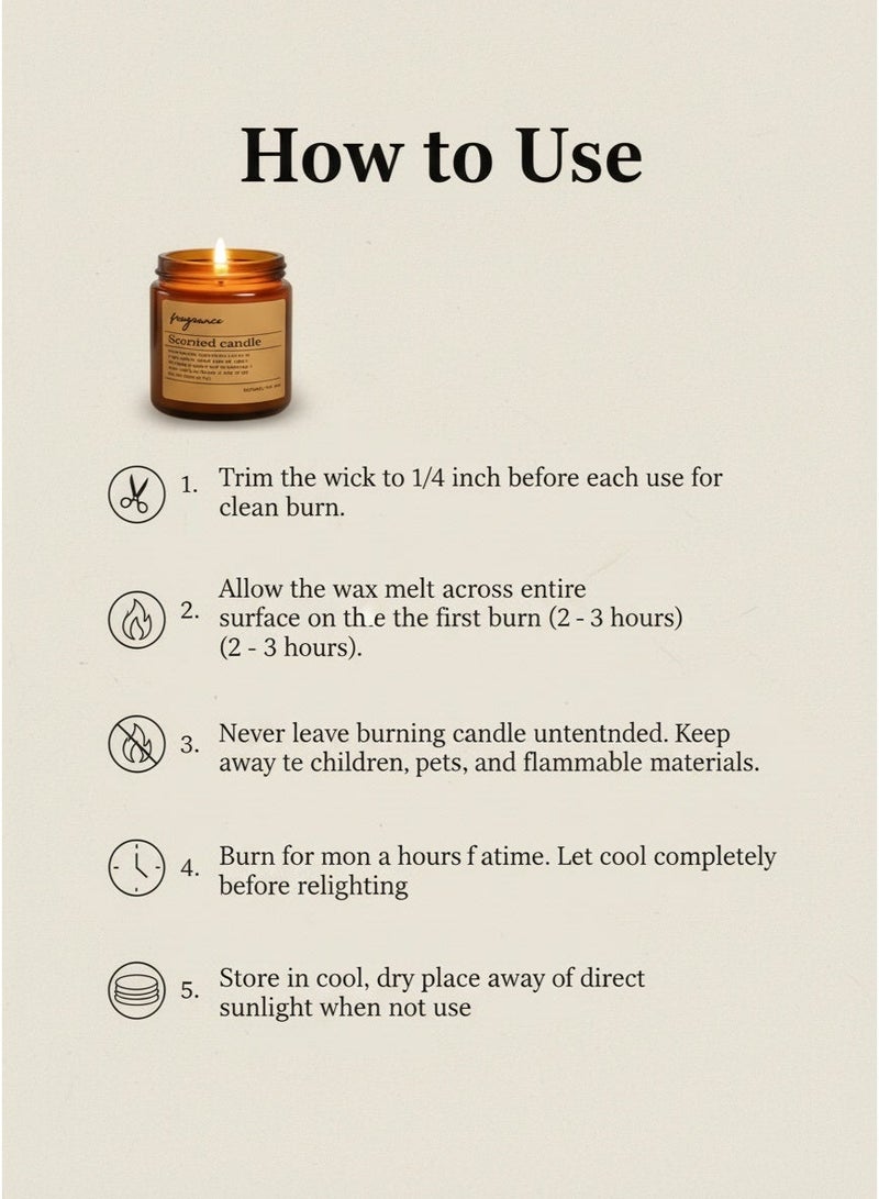 شمع معطر طبيعي معالج - رائحة ورد لتهدئة النفس والنعاس - 100 جرام - Image 5