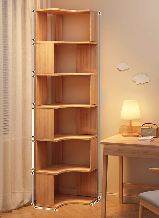 كيكي رف كتب زاوية مدمج مع الحائط، أرضية خشبية، لون بني، 48*48*180 سم - Image 1