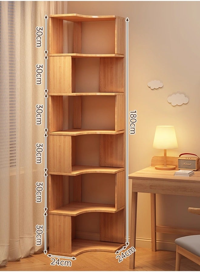 كيكي رف كتب زاوية مدمج مع الحائط، أرضية خشبية، لون بني، 48*48*180 سم - Image 2