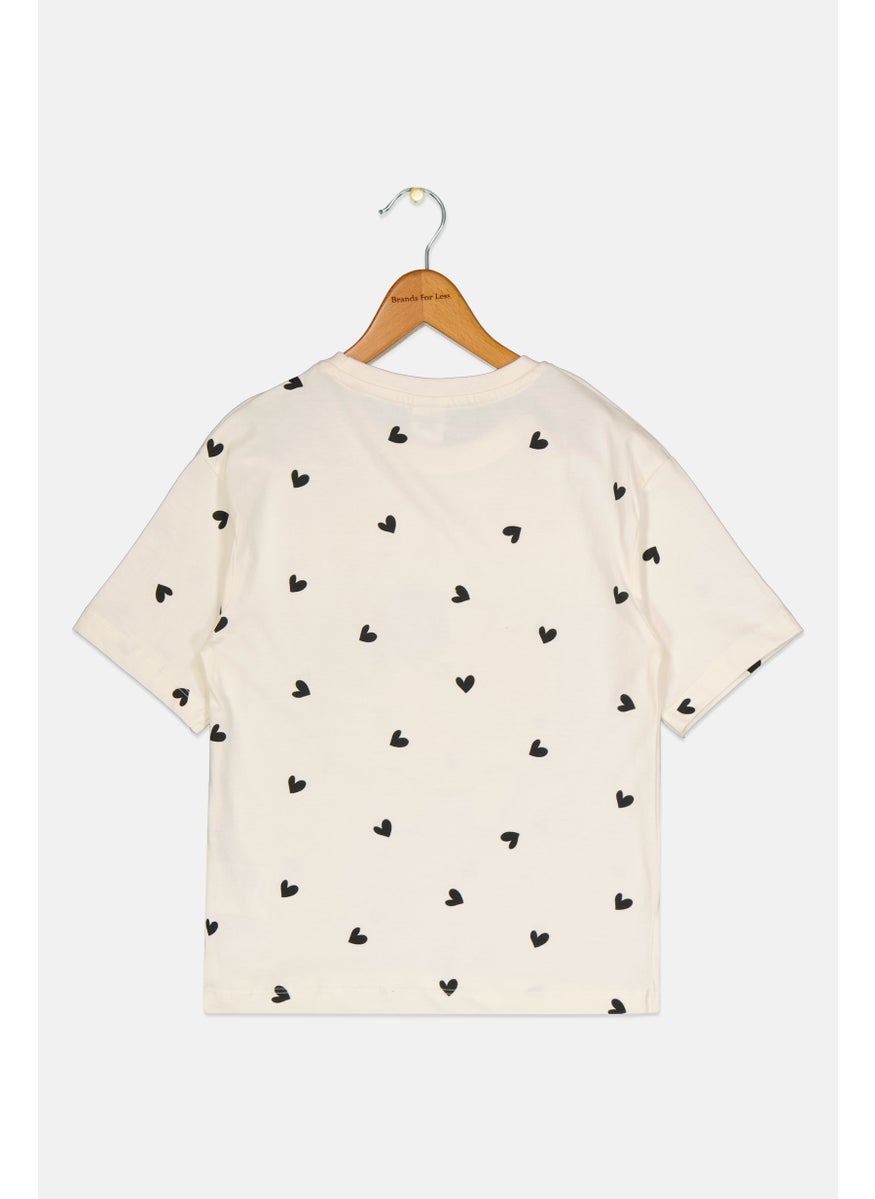 Hello Kitty Kids Girl Crew Neck Short Sleeves Embellished T-shirt, Off White  - Image 2
