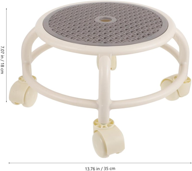 DECHOUS Pedicure Low Stool with Wheels, Small Rolling Swivel Stool for Home and Salon Use, Gray Low Profile Pedicure Chair for Manicure and Foot Care - Image 3