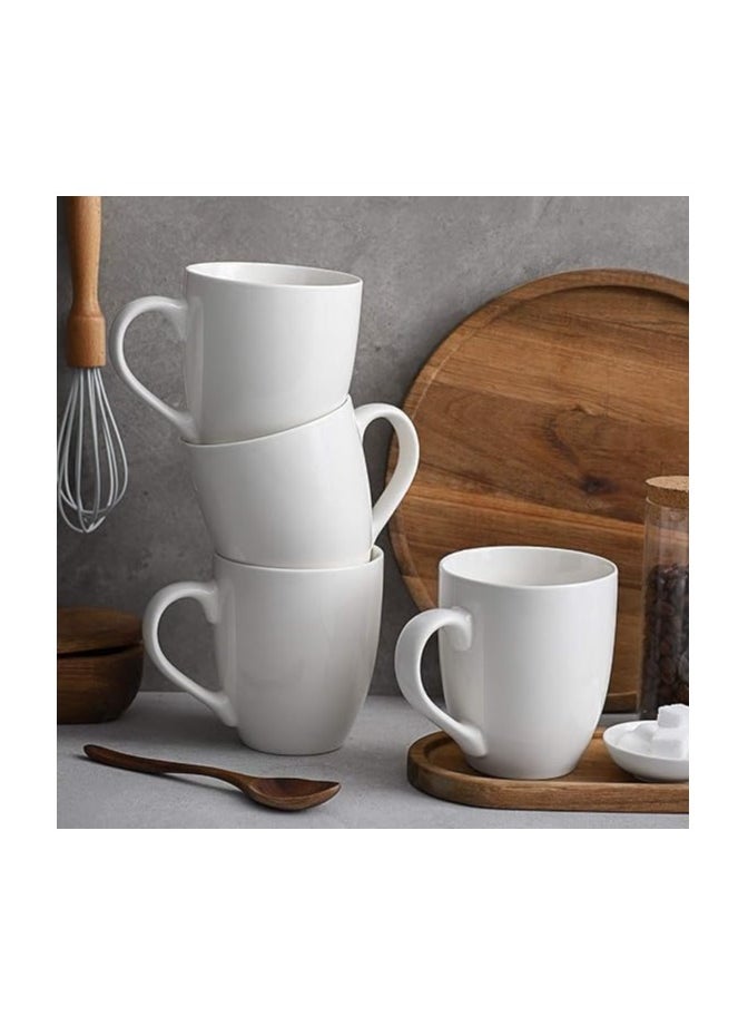 Generic - Porcelain Coffee Mug, 16 oz for Coffee, Tea, Cocoa, Cappuccino, Latte, Milk, Large Handle Design, Microwave and Dishwasher Safe, White, 1 Piece - Image 1