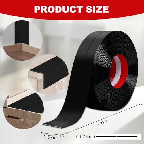 DGSL Peel and Stick Wall Corner Protector 157 in x 13 Ft Self Adhesive Crown Molding Trim Flexible PVC Edge Guard for Ceiling Wall Corners Baseboard Black - Image 3