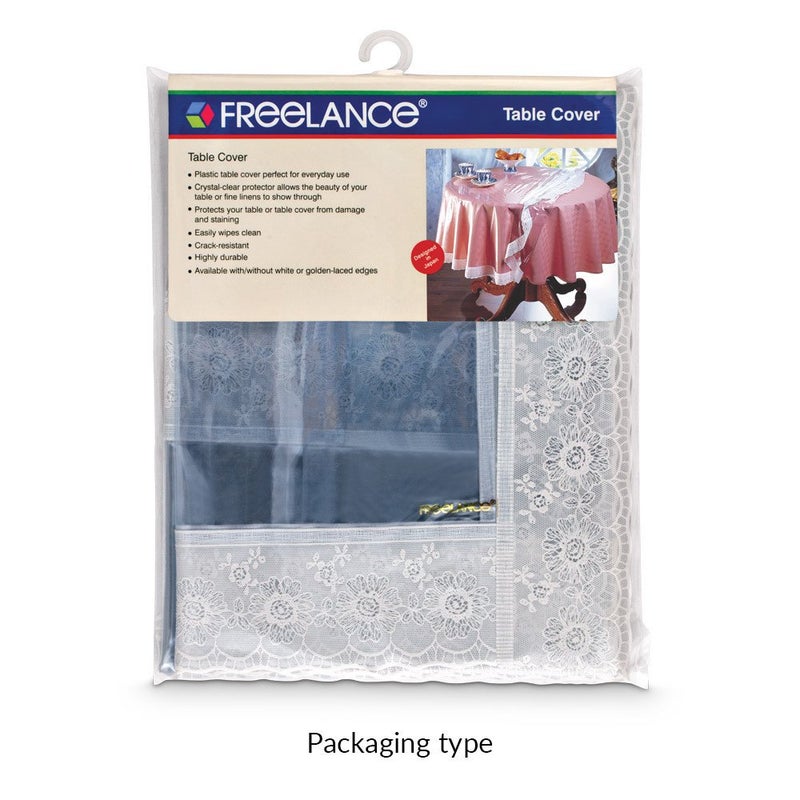 Freelance PVC Transparent Center/Centre Table Cover, Rectangle 60x40 Inch (with White Border Edge Lace) - Clear Plastic Tea Table Protector Sheet/Cloth for Living Room - Product of Meiwa, Japan - Image 5