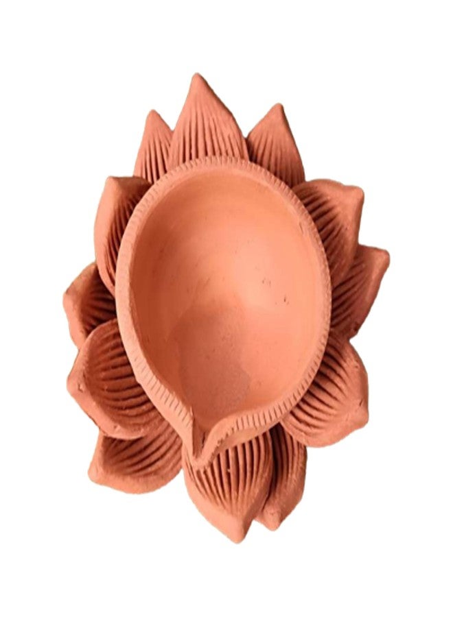 Gachwala Terracotta Earthen Clay Diya (16x14x7 سم) - أخاند ديا لبوجا | ديكور الطين للمنزل - ديبام كوندولو | ضياء الزهور لديكور المنزل/ديكور بوجا - Image 4