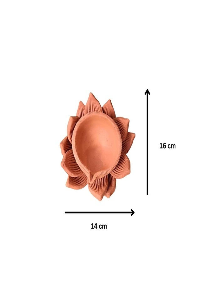 Gachwala Terracotta Earthen Clay Diya (16x14x7 سم) - أخاند ديا لبوجا | ديكور الطين للمنزل - ديبام كوندولو | ضياء الزهور لديكور المنزل/ديكور بوجا - Image 2