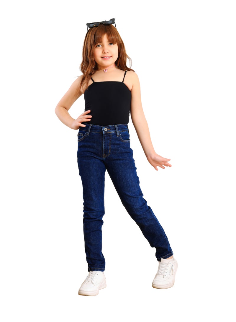 JBS DENIM Girls' Navy Blue Slim Fit Jeans - Image 2