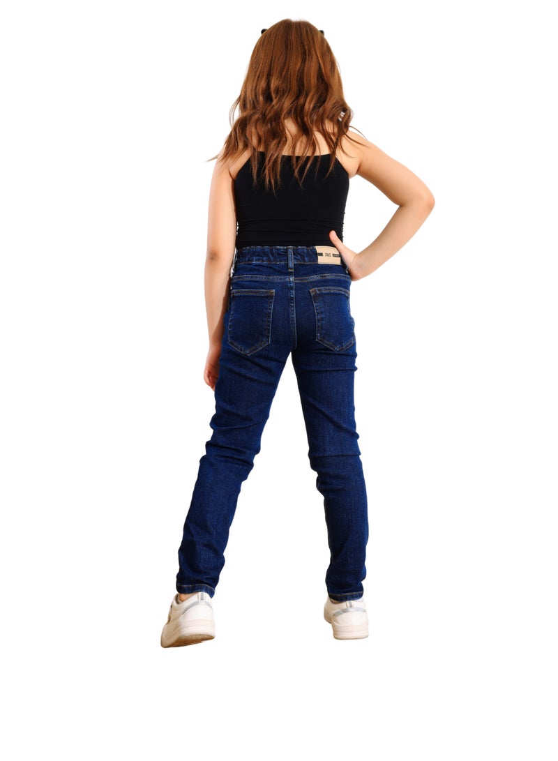 JBS DENIM Girls' Navy Blue Slim Fit Jeans - Image 5