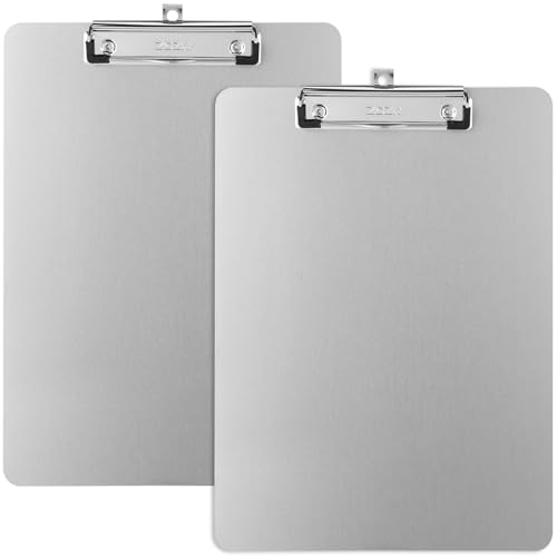 ZCZN Metal Clipboards, 2 Pack Heavy Duty Aluminum Clipboards 12 x 9 Inches, A4 Letter Sizer Document Holder with Low Profile Clip, Suitable for School, Office, Jobsite or Medical Staff, Silver - Image 1