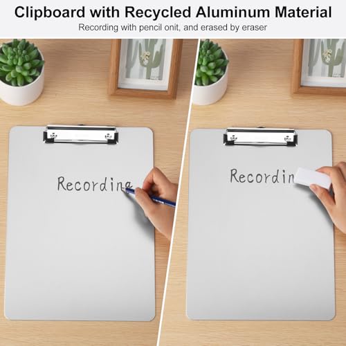 ZCZN Metal Clipboards, 2 Pack Heavy Duty Aluminum Clipboards 12 x 9 Inches, A4 Letter Sizer Document Holder with Low Profile Clip, Suitable for School, Office, Jobsite or Medical Staff, Silver - Image 4