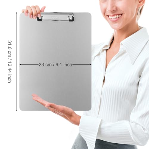 ZCZN Metal Clipboards, 2 Pack Heavy Duty Aluminum Clipboards 12 x 9 Inches, A4 Letter Sizer Document Holder with Low Profile Clip, Suitable for School, Office, Jobsite or Medical Staff, Silver - Image 2