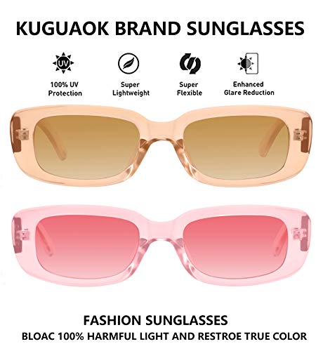 KUGUAOK Retro Rectangle Sunglasses Women and Men Vintage Small Square Sun Glasses UV Protection Glasse - Image 3