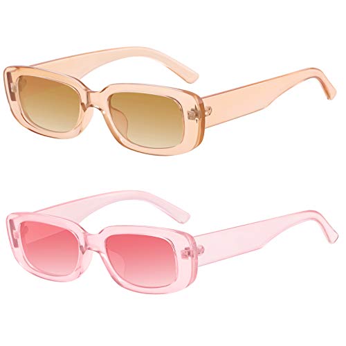 KUGUAOK Retro Rectangle Sunglasses Women and Men Vintage Small Square Sun Glasses UV Protection Glasse - Image 1