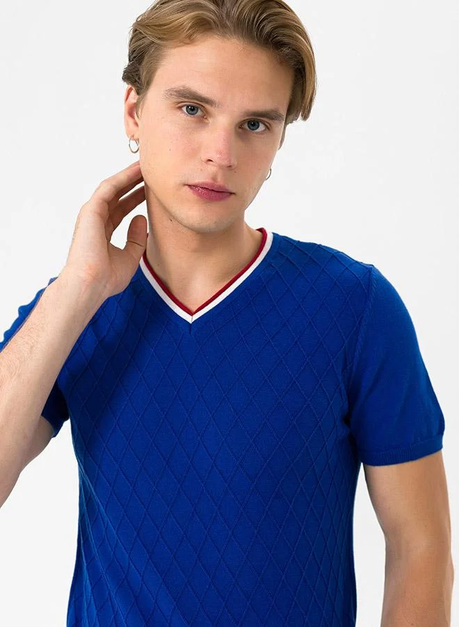 FELIX HARDY Short Sleeve V neck Knit Tshirt
