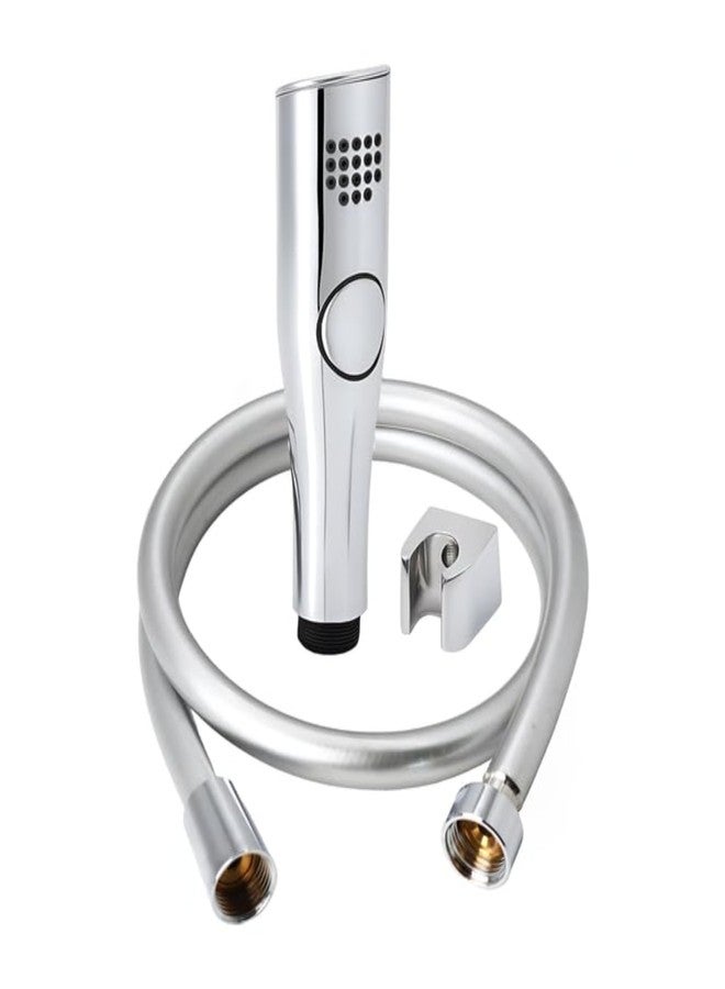 Fossa Italian 5-Year Warranty ABS Health Faucet | Handheld Bidet Sprayer for Toilet | 1 Meter PVC Flexible Hose Pipe and Brass Connector & Wall Hook | Silver (Chrome Finish) - Image 1