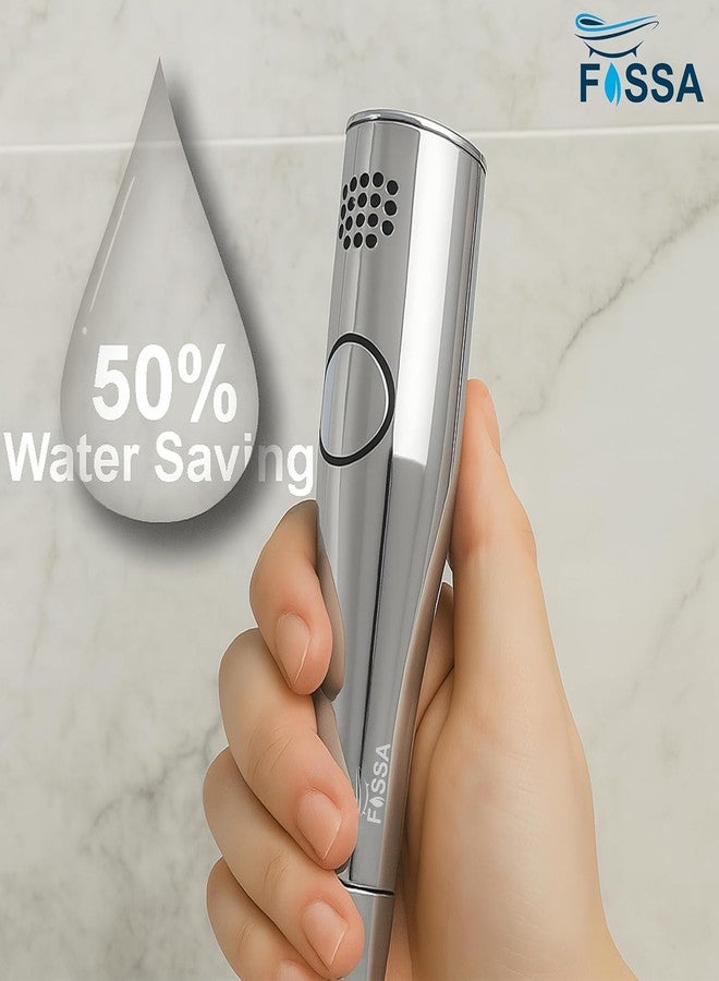 Fossa Italian 5-Year Warranty ABS Health Faucet | Handheld Bidet Sprayer for Toilet | 1 Meter PVC Flexible Hose Pipe and Brass Connector & Wall Hook | Silver (Chrome Finish) - Image 5