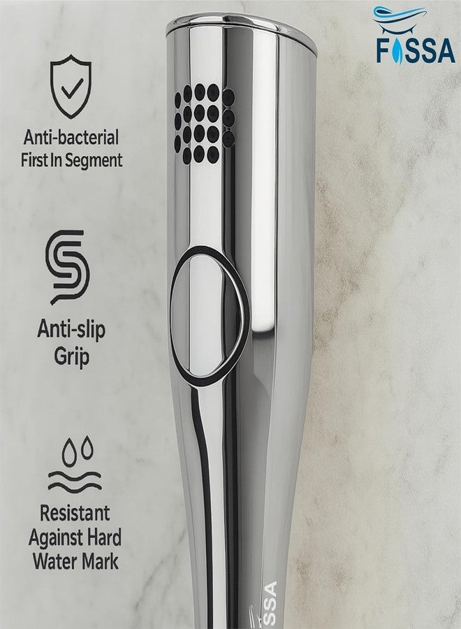 Fossa Italian 5-Year Warranty ABS Health Faucet | Handheld Bidet Sprayer for Toilet | 1 Meter PVC Flexible Hose Pipe and Brass Connector & Wall Hook | Silver (Chrome Finish) - Image 2