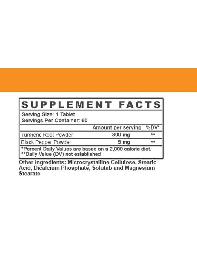 Angry Supplements Just Pure Turmeric Root with Black Pepper - Support, Comfort, Flexibility Blend, 2-Pack (120 Vegetarian Tablets Total) 4-Month Supply - Image 2