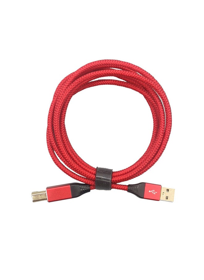 USB2.0 Print Line Red Square Printer Data Line Connection Line All Copper High-definition Line Extension Line Manufacturer-Color:Red-Line Length:2m