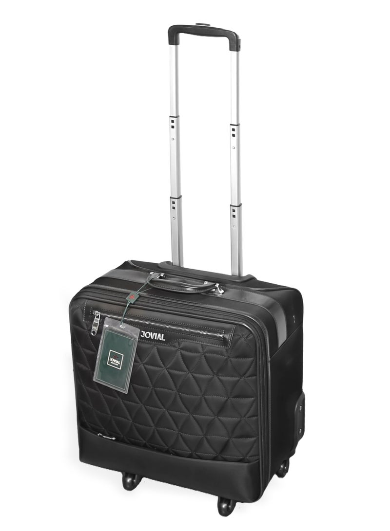 JOVIAL Softside Spinner Trolley 20-Inch Leather Luggage Carry-On Suitcase Quilted Design with Smooth Rolling Wheels Zipper Pocket for Stylish Everyday Convenience