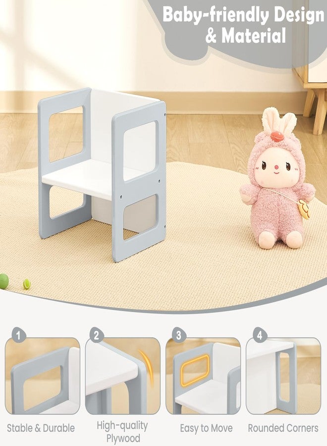 FUNLIO كرسي أطفال خشبي من FUNLIO (قطعة واحدة)، رمادي - Image 4