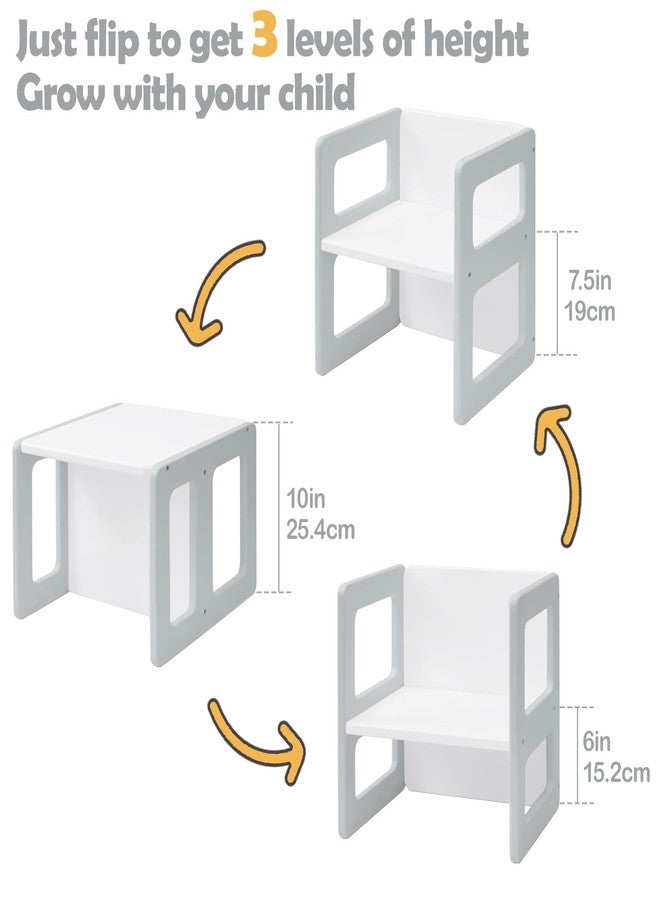 FUNLIO كرسي أطفال خشبي من FUNLIO (قطعة واحدة)، رمادي - Image 2
