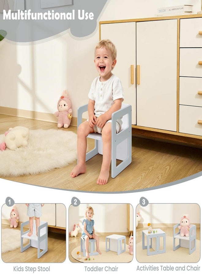 FUNLIO كرسي أطفال خشبي من FUNLIO (قطعة واحدة)، رمادي - Image 3