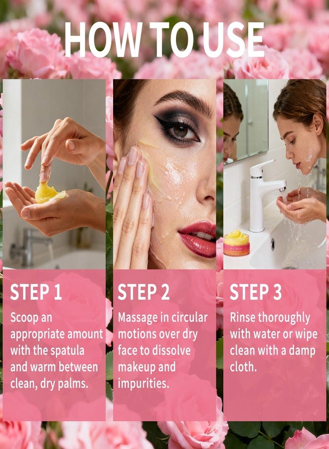 dewyhour Rose Makeup Remover Cleansing Balm - Melts Stubborn Waterproof Makeup for Daily Evening & Post-Gym, Nourishes Sensitive Skin, Zero Residue, One-Step Vegan Korean skincare for Travel 2.46 oz - Image 4