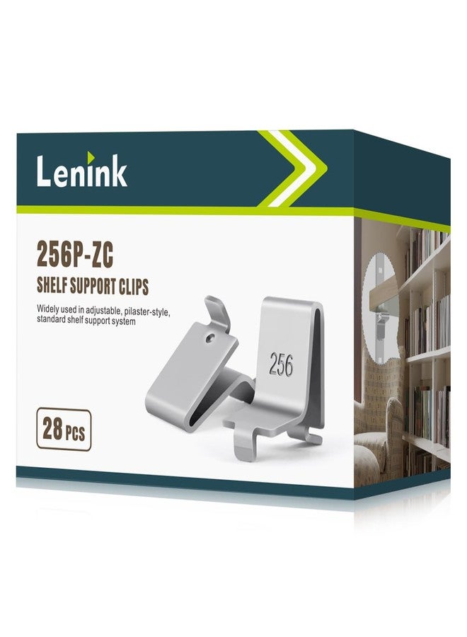 Lenink 28 Piece 256P-ZC Adjustable Pilaster Shelf Clip Shelving Brackets Clips for Metal and Wood Shelving - Image 1