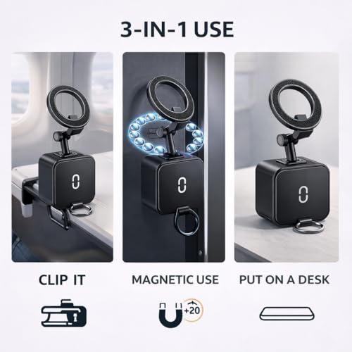 Mizi 3-in-1 Magnetic Phone Holder [20x N52] Strong Magnets, Portable Mount for Golf Carts, Garage, Gym, Travel, Kitchen, Office, Outdoor, Car - Black - Image 2