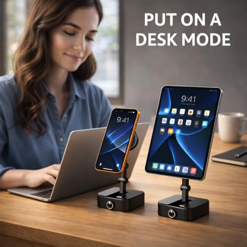 Mizi 3-in-1 Magnetic Phone Holder [20x N52] Strong Magnets, Portable Mount for Golf Carts, Garage, Gym, Travel, Kitchen, Office, Outdoor, Car - Black - Image 5