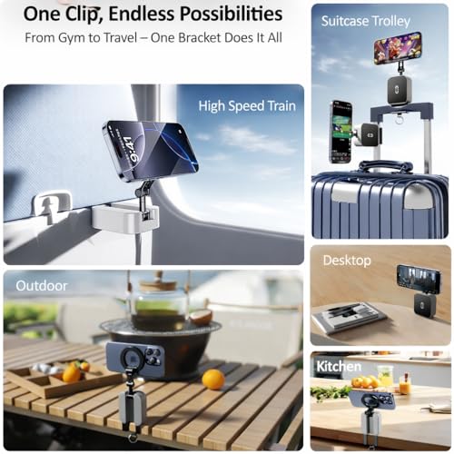 Mizi 3-in-1 Magnetic Phone Holder [20x N52] Strong Magnets, Portable Mount for Golf Carts, Garage, Gym, Travel, Kitchen, Office, Outdoor, Car - Black - Image 3