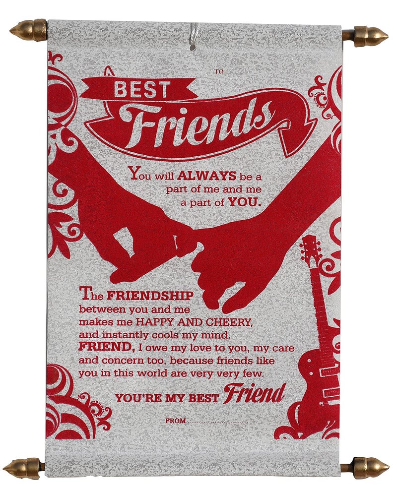 Saugat Traders Frendship Message For Friends Card Gift For Friend-Best Friends Scroll Card Maroon -30 Cm|Birthday - Image 1