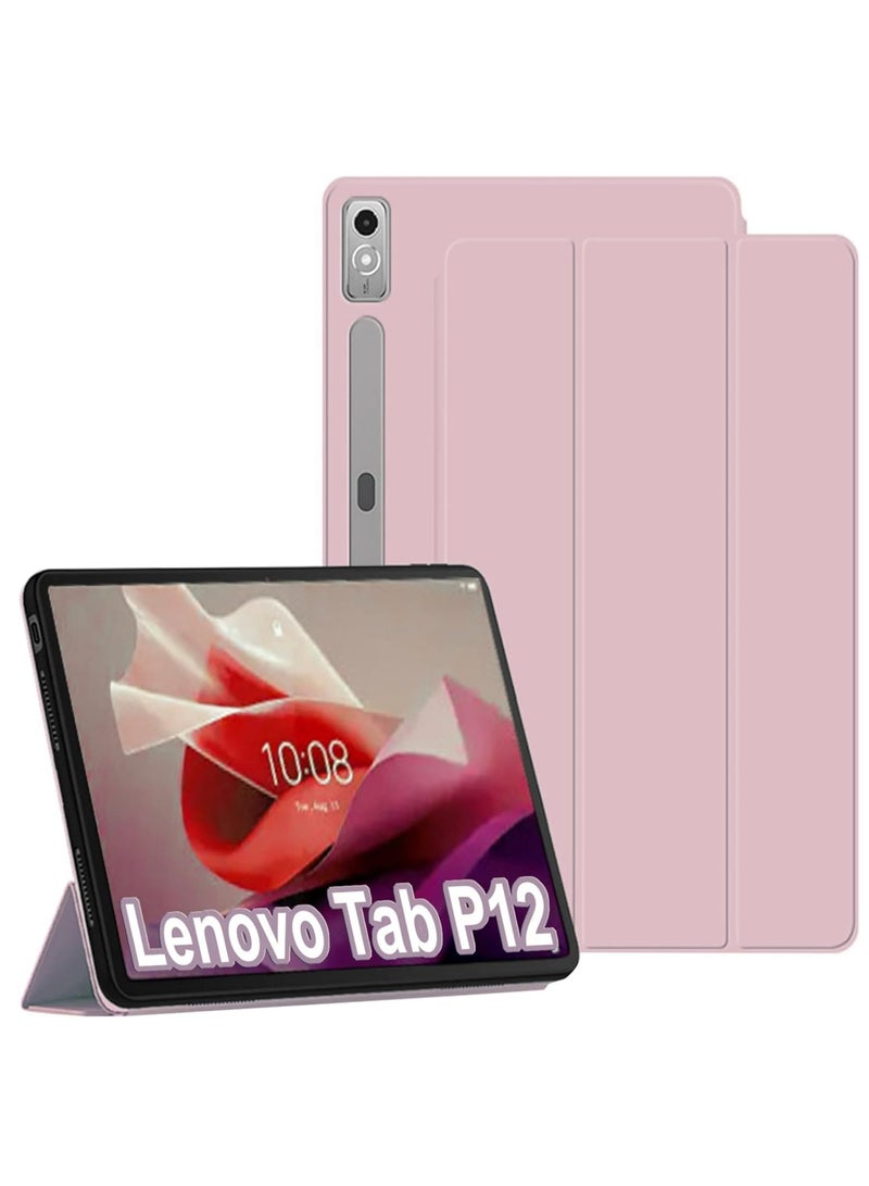 Captaintech Case Compatible with Lenovo Tab P12 (12.7 Inch) 2023 Tablet Slim Tri-fold Stand Soft TPU Back Shell Auto Wake/Sleep Anti-Drop Cover  - Image 1