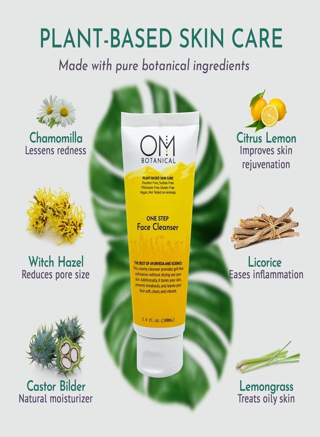 OM Botanical One Step Natural Face Cleanser - Exfoliating, Hydrating & Toning Ayurvedic Cream Cleanser | Organic, Sulfate-Free Face Wash for Radiant Skin | Gentle for Men, Women & Teens - Image 3