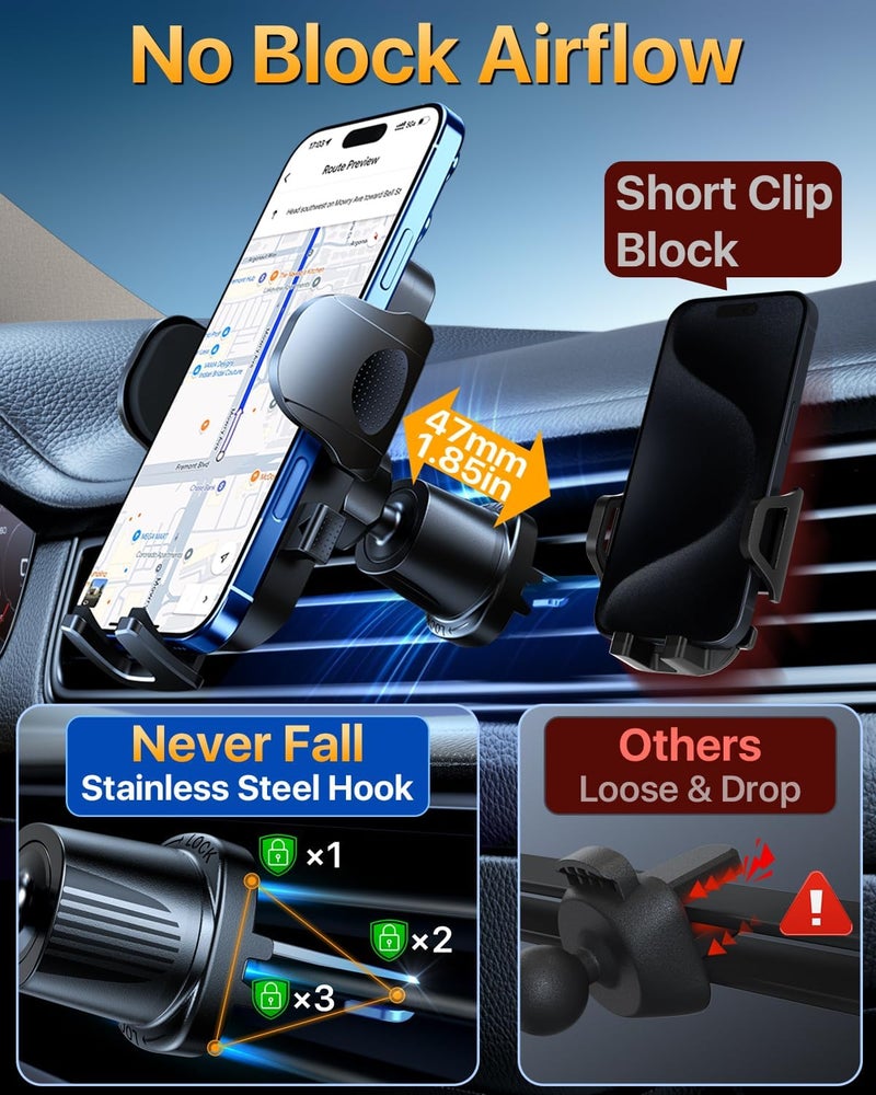 YRU 2026 Upgraded Car Phone Holder Mount - Military-Grade Anti-Shake & 360° Rotatable Suction for iPhone and Samsung - Image 5