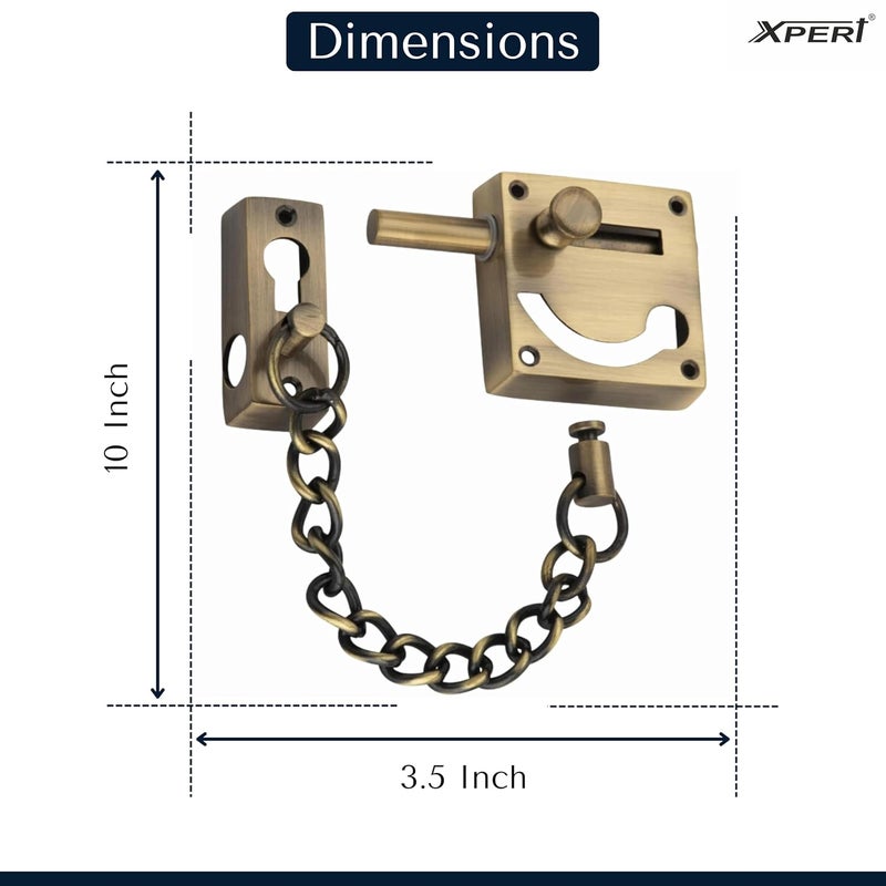 Xpert Antique Door Chain Brass with Latch by , 1Pc Works Chain Lock for Door, & Door Lock, Door Locks for main Door, door chain lock for main door, safety lock for door, inside main door locks for home - Image 4