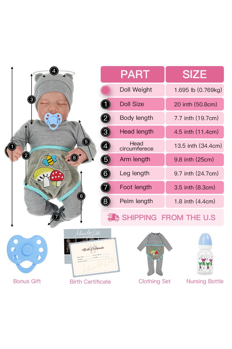 erorex green 20 Inches Levi Reborn Baby Realistic Vinyl Body Alive LoL Bebe Newborn Finished Hair-painted D - Image 2