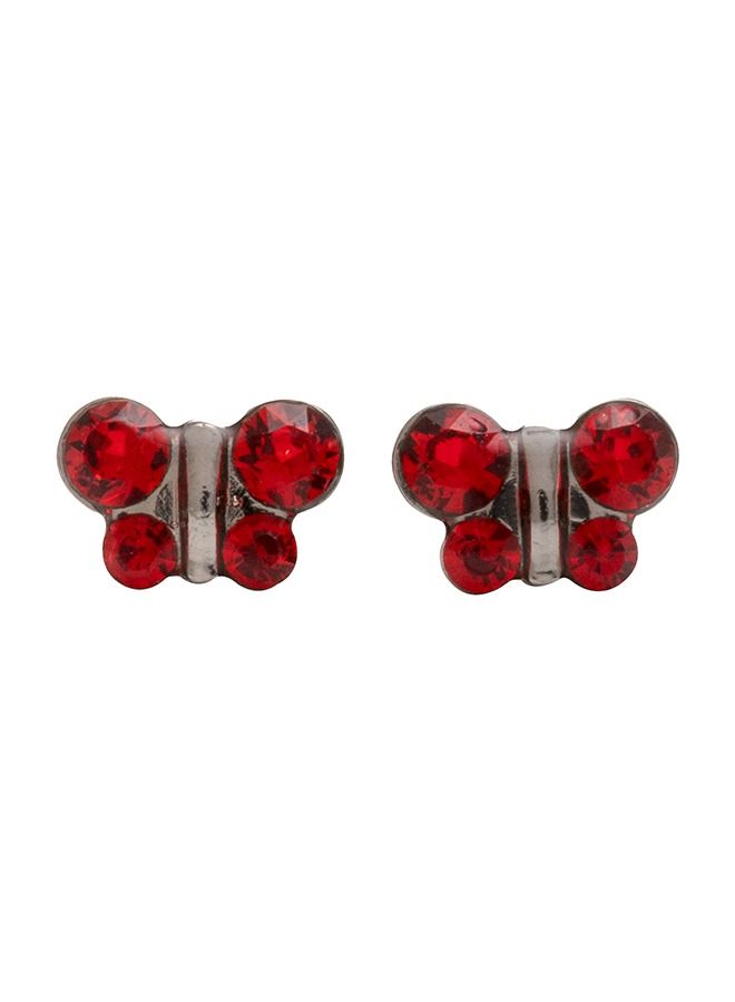 Studex July Ruby Butterfly Shape Allergy-Free Stainless Steel Ear Studs - Image 1