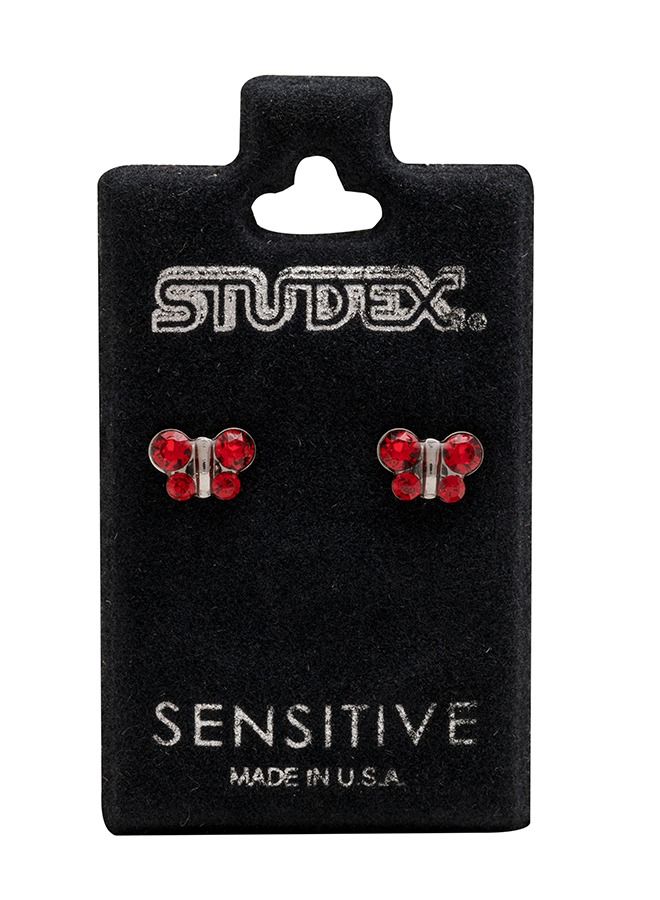Studex July Ruby Butterfly Shape Allergy-Free Stainless Steel Ear Studs - Image 5