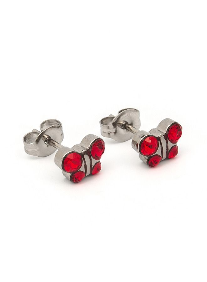 Studex July Ruby Butterfly Shape Allergy-Free Stainless Steel Ear Studs - Image 2