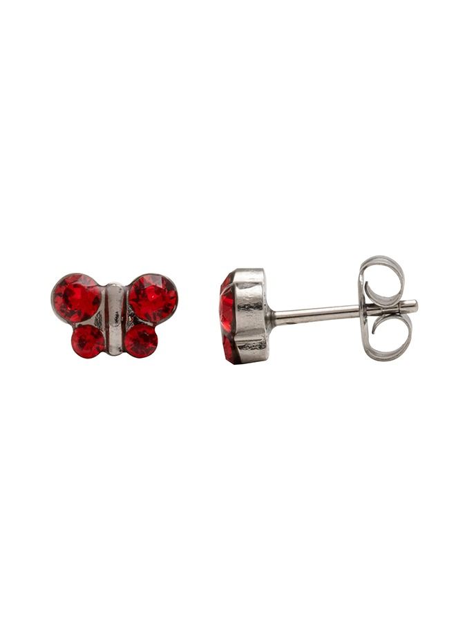 Studex July Ruby Butterfly Shape Allergy-Free Stainless Steel Ear Studs - Image 3