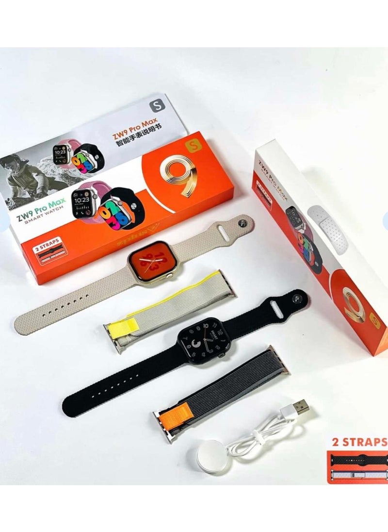 Generic - ZW9 Pro max multifunctional smart watch with 2 different straps with wireless charging - Image 1